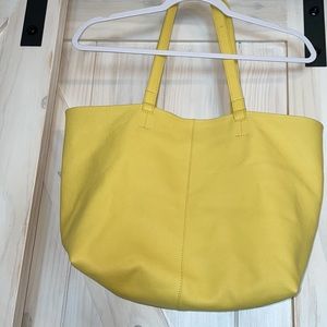 Anthropologie Leather Removable wallet large 2 strap Tote Lemon Never Used